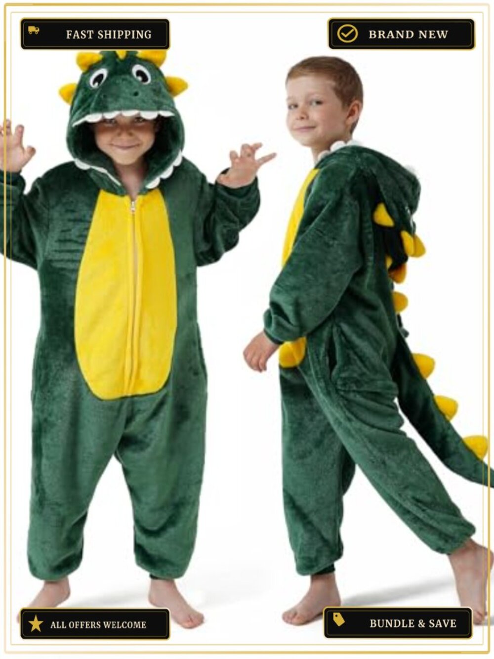 Kids Dinosaur Onesie Halloween Costume Plush Pajama